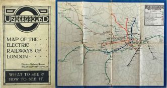 1919 London Underground MAP OF THE ELECTRIC RAILWAYS OF LONDON 'What to See & How to See it' with