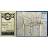 1919 London Underground MAP OF THE ELECTRIC RAILWAYS OF LONDON 'What to See & How to See it' with