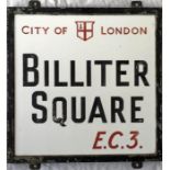 A City of London STREET SIGN from Billiter Square, EC3, a small thoroughfare off Fenchurch St in