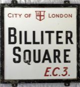 A City of London STREET SIGN from Billiter Square, EC3, a small thoroughfare off Fenchurch St in