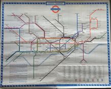 1962 London Underground quad-royal POSTER MAP designed by Harold F Hutchinson. The Victoria Line