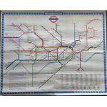 1962 London Underground quad-royal POSTER MAP designed by Harold F Hutchinson. The Victoria Line