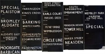 London Underground C-Stock DESTINATION BLIND with displays for the Circle, Hammersmith & City and