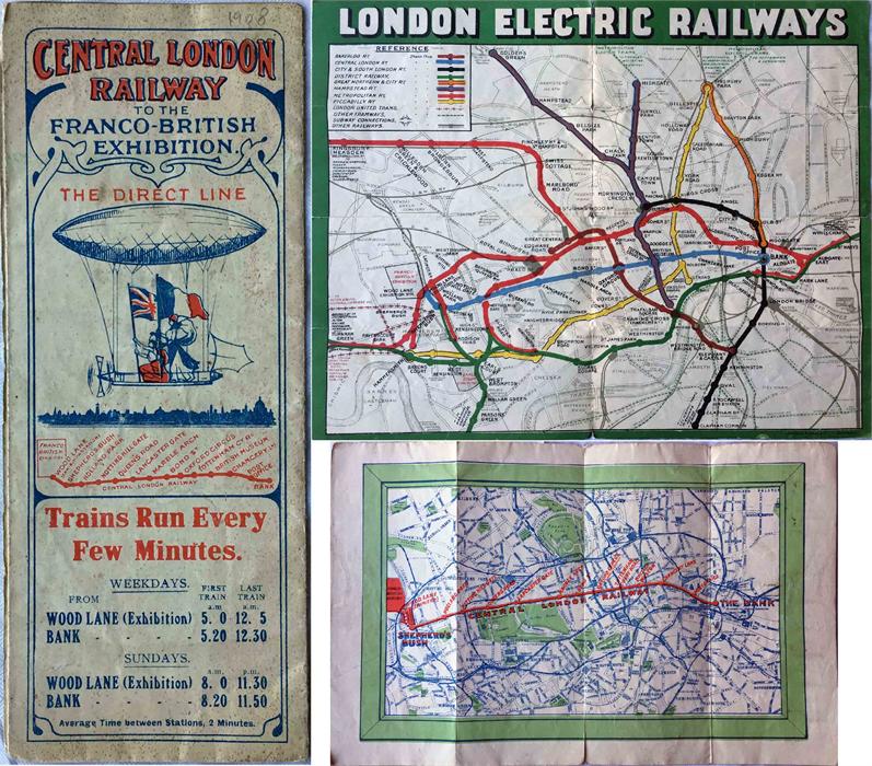 c1909 Central London Railway POCKET MAP. The cover and reverse side are CLR's own, including their