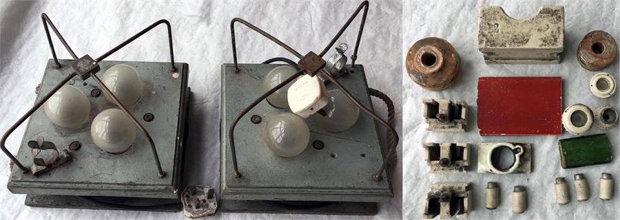 2 London Underground CLUSTER LIGHT UNITS, believed to have been used for emergency tunnel-work, plus