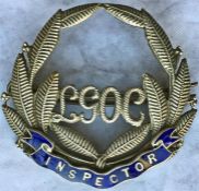 London General Omnibus Company Inspector's CAP BADGE of the laurel-leaf type in nickel-silver with