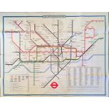 1977 London Underground quad-royal POSTER MAP designed by Paul Garbutt. Shows the Jubilee Line under
