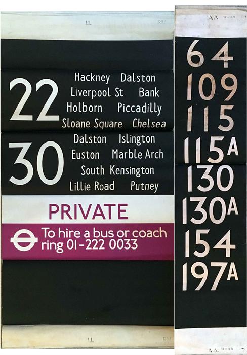 London Transport bus DESTINATION BLINDS comprising a Routemaster 'LL' blind (side/rear box) from - Image 2 of 3
