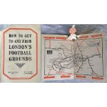 1924/5 Metropolitan Railway FOLD-OUT CARD 'How to get to London's Football Grounds'. Opens out