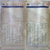 London Transport Tramways double-sided card FARECHART dated April 1949 for routes 44/46 between City