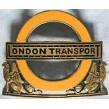London Underground Station Master's CAP BADGE in gold-plated, hallmarked sterling silver with serial