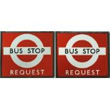 1940s/50s London Transport BUS STOP FLAG of the flat, framed style (2 enamel plates in a bronze