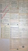 Selection of 1930s London Transport bus/coach BUS STOP PANEL TIMETABLES for routes 70, 93, 132/132A,