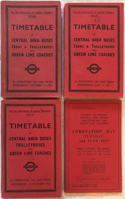 Selection of London Transport OFFICIALS' TIMETABLES (Inspectors' "Red Books") for Central Area - Image 3 of 3