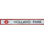 London Underground 1950s/60s enamel FRIEZE PANEL from the platforms at Holland Park station on the