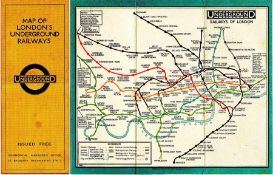 London Underground linen-card POCKET MAP from the Stingemore-designed series of 1925-32. This is the