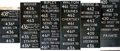 London Country (London Transport-manufactured) DESTINATION BLIND from Addlestone (WY) garage dated