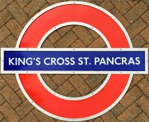 London Underground enamel PLATFORM ROUNDEL from King's Cross St Pancras station. c1980s/90s and