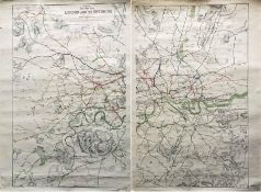 1927 Railway Clearing House 'Official Railway MAP of London & its Environs'. These highly