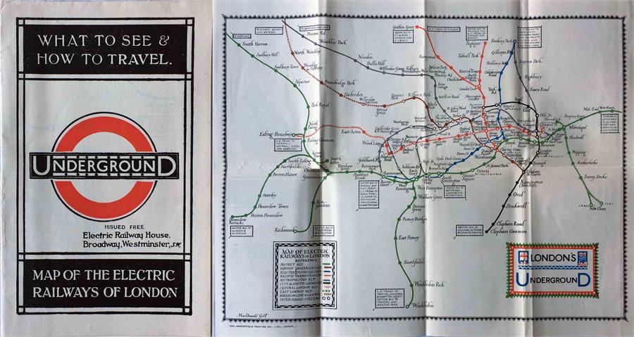 1922 London Underground MAP OF THE ELECTRIC RAILWAYS OF LONDON 'What to See & How to Travel' with - Image 4 of 4