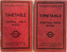 London Transport OFFICIALS' TIMETABLES (Inspectors' "Red Books") for Central Area Buses dated June