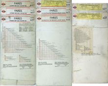 London Transport TROLLEYBUS FARECHARTS comprising 3 x double-sided card charts for routes 627 & 653,