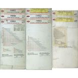 London Transport TROLLEYBUS FARECHARTS comprising 3 x double-sided card charts for routes 627 & 653,