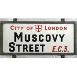 A City of London STREET SIGN from Muscovy Street, EC3, a small street off Trinity Square, near Tower