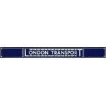 Enamel bus timetable noticeboard HEADER PLATE 'London Transport' manufactured in 1930s style with