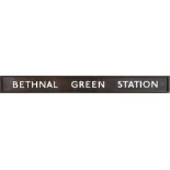 London Underground bronze SIGN 'Bethnal Green Station'. Measuring 39" x 4" (99cm x 10cm), this is