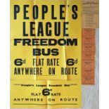 Collection of items from the PEOPLE'S LEAGUE FOR FREEDOM BUS SERVICE which ran in London during