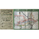 c1908 Central London Railway POCKET MAP. Although the cover and reverse side are purely CLR, the map