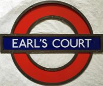 London Underground framed enamel PLATFORM ROUNDEL SIGN from Earl's Court station, probably from