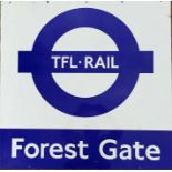 TfL-Rail PLATFORM ROUNDEL SIGN from Forest Gate station on the line from Liverpool Street to