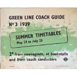 Original 1939 London Transport PANEL POSTER 'Green Line Coach Guide No 3, 1939 - Summer