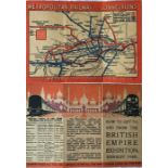 1924 Metropolitan Railway small POCKET CARD MAP "How to get to and from the British Empire