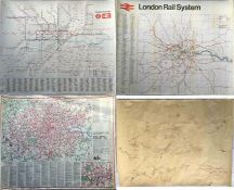 London area double-royal POSTER MAPS comprising 'London Rail System' (BR) dated 1970 (facsimile