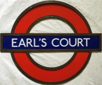 London Underground framed enamel PLATFORM ROUNDEL SIGN from Earl's Court station, probably from