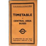 London Transport OFFICIALS' TIMETABLE (Inspectors' "Red Book") for Central Area Buses dated February