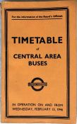 London Transport OFFICIALS' TIMETABLE (Inspectors' "Red Book") for Central Area Buses dated February