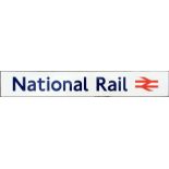 London Underground ENAMEL SIGN 'National Rail' with the NR logo. Measures 20" x 3" (50cm x 8cm)