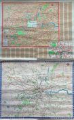 London Transport quad-royal POSTER MAPS comprising 1959 'Central Bus & Trolleybus Routes' (folded,