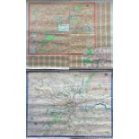 London Transport quad-royal POSTER MAPS comprising 1959 'Central Bus & Trolleybus Routes' (folded,