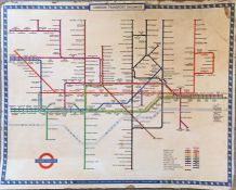 1949 London Underground quad-royal POSTER MAP designed by Harry Beck and mounted on hardboard,