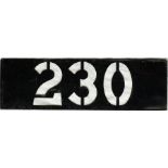 London Transport ROUTE NUMBER STENCIL PLATE '230' for the RLH-type, low-height buses working out