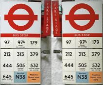 London Transport BUS STOP FLAG. A 1990s interim style with the new design but still featuring