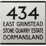 London Transport bus stop enamel E-PLATE for route 434 destinated East Grinstead, Stone Quarry