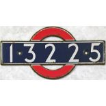 London Transport Underground enamel STOCK-NUMBER PLATE '13225' from 1938 P-Stock Driving Motor