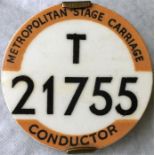 London Tram & Trolleybus Conductor's METROPOLITAN STAGE CARRIAGE BADGE T21755. Equivalent to PSV