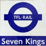 TfL-Rail PLATFORM ROUNDEL SIGN from Seven Kings station on the line from Liverpool Street to